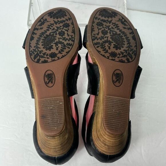 Sofft Sandals Womens 9M Black Leather Crukis Wedge Cushioned Open Toe Adjustable - Picture 7 of 11